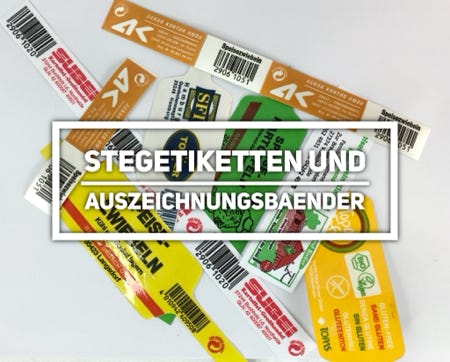 Stegetiketten und Auszeichnungsbänder